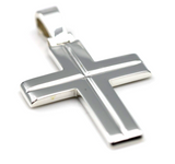 Copy of Genuine Solid Sterling Silver Heavy Huge Large Ridged Plain Cross Pendant -  50mm Including Bale x Width 30mm