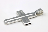 Copy of Genuine Solid Sterling Silver Heavy Huge Large Ridged Plain Cross Pendant -  50mm Including Bale x Width 30mm