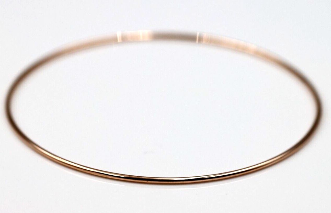 Genuine 9ct 9kt SOLID Yellow, Rose or White Gold Thin 1.3mm GOLF bangle 60mm inside diameter