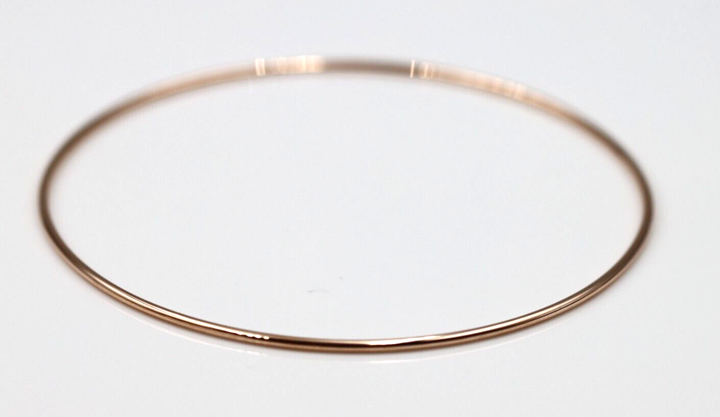 Genuine 9ct 9kt SOLID Yellow, Rose or White Gold Thin 1.3mm GOLF bangle 60mm inside diameter