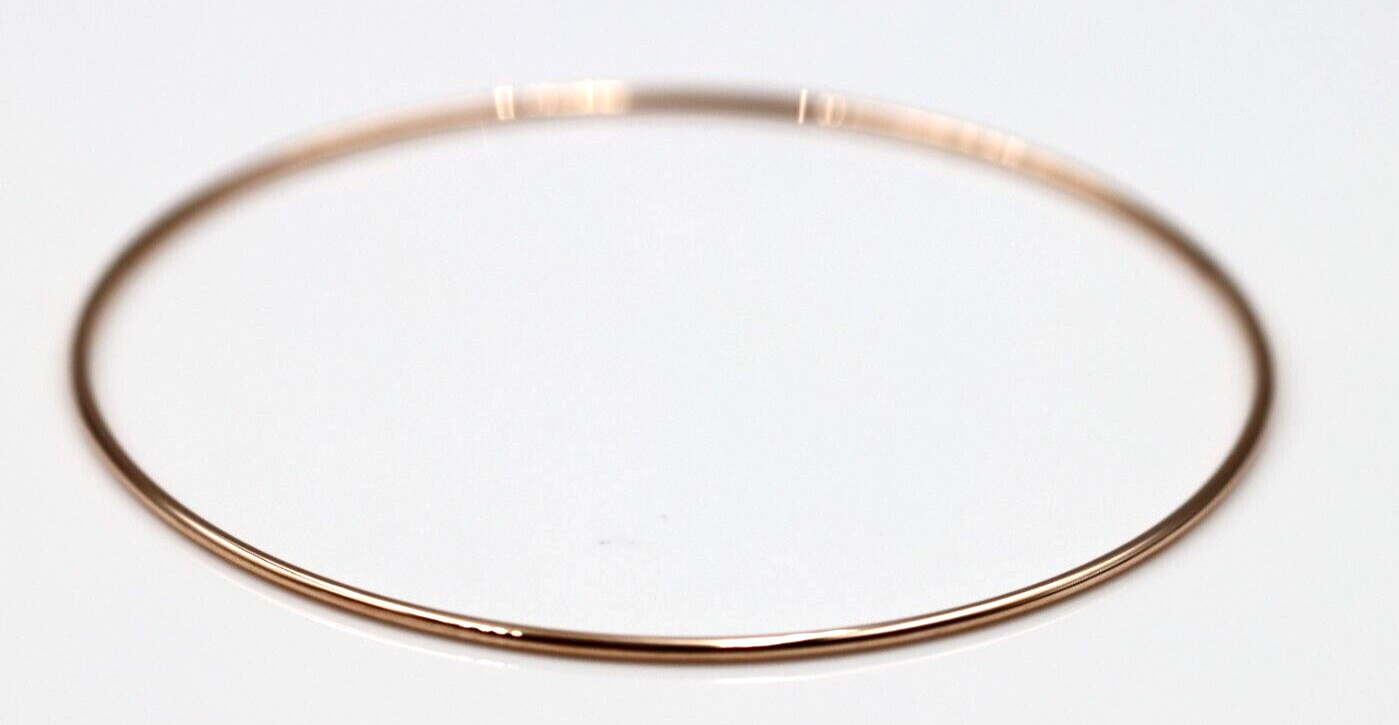 Genuine 9ct 9kt SOLID Yellow, Rose or White Gold Thin 1.3mm GOLF bangle 65mm inside diameter