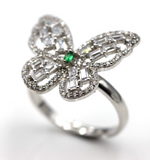 Size N Adjustable Sterling Silver 925 Cubic Zirconia Butterfly Ring -Free Post
