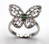 Size N Adjustable Sterling Silver 925 Cubic Zirconia Butterfly Ring -Free Post