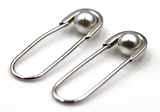 Genuine 925 Sterling Silver Pearl Lock Safety Pin Clip On Earrings- Free Post