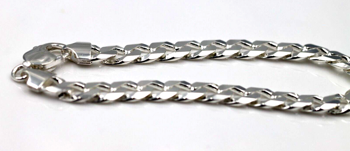 Solid Sterling Silver 925 8mm Wide Flat Kerb Curb Bracelet 20cm (last one)