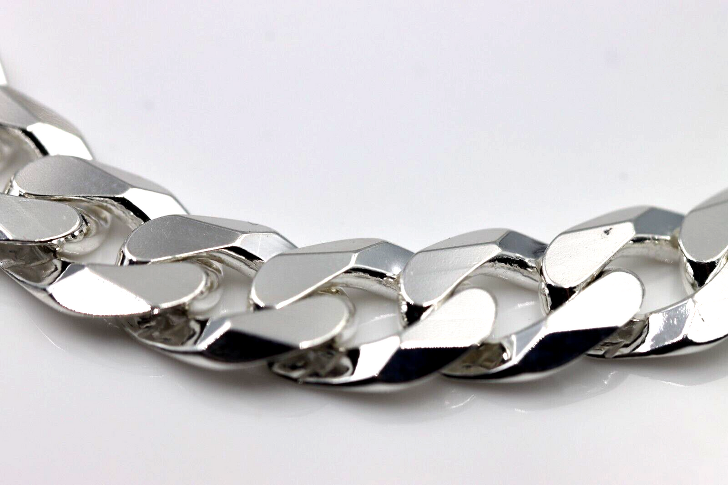 Solid Sterling Silver 925 9.7mm Wide Flat Kerb Curb Bracelet 20cm (last one)