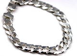 Solid Sterling Silver 925 9.7mm Wide Flat Kerb Curb Bracelet 20cm (last one) - Free Post