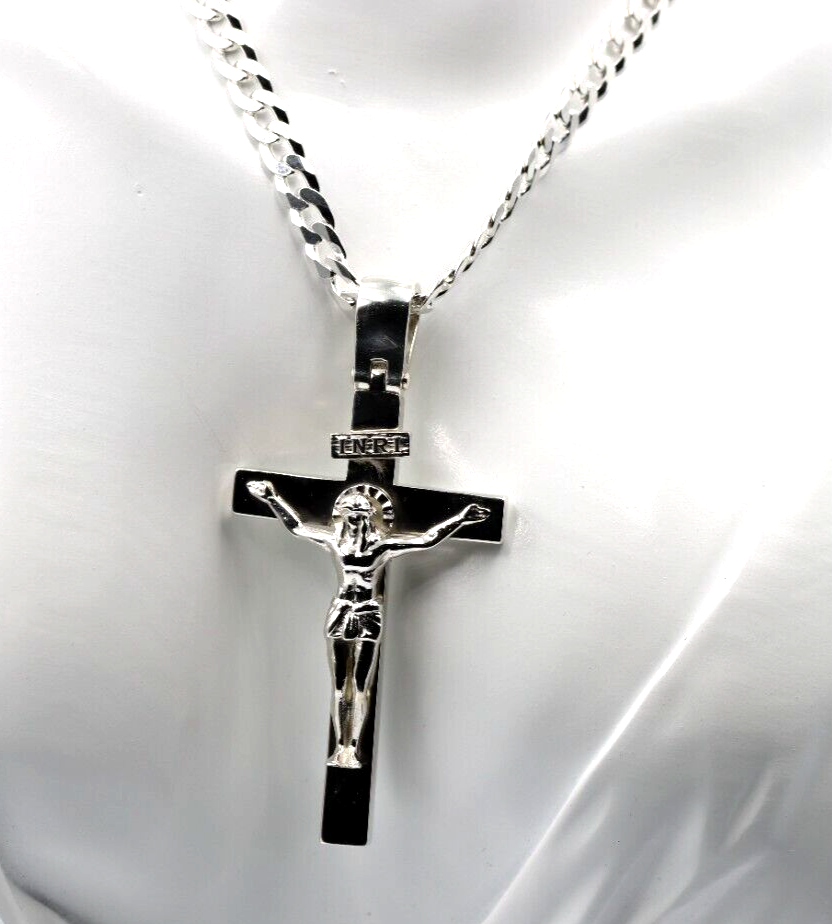 Silver Cross Crucifix Necklace Australia Huge Sterling Silver Full