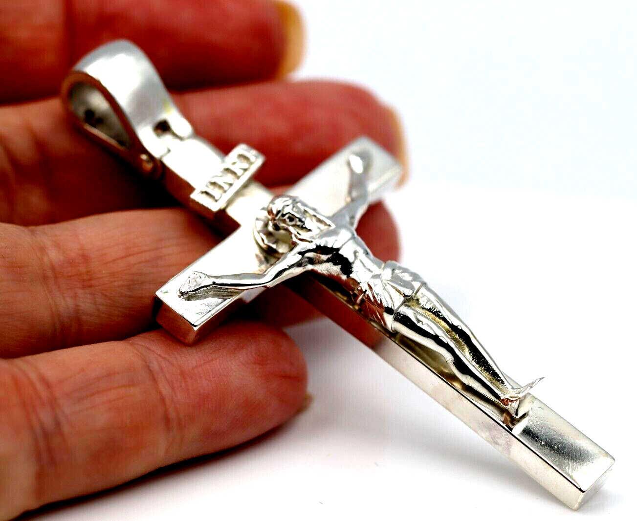 Genuine Very Large Heavy Sterling Silver Crucifix Cross Pendant