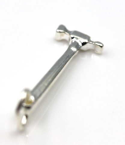 Sterling Silver Solid Builder Tool Hammer Pendant / Charm