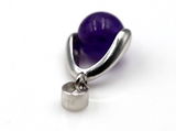 Sterling Silver 925 8mm Purple Amethyst Glass Bead Ball Spinner Pendant -Free post