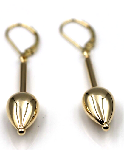 Genuine New 9ct 9k Yellow, Rose or White Gold Large Teardrop Dangle Continental Hook Earrings