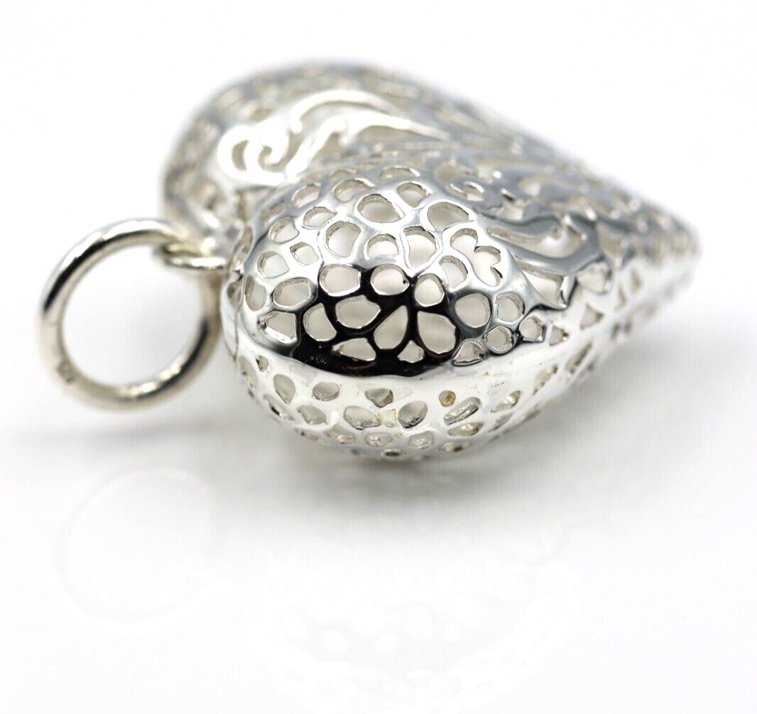 Genuine New Sterling Silver Huge Heavy Large Filigree Heart Pendant