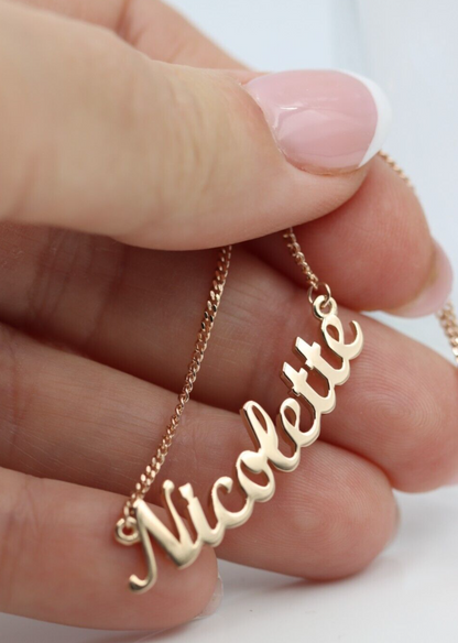 Genuine Custom Made To Your Name, Solid 9ct 375 Yellow, Rose or White Gold Nameplate Pendant