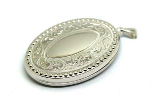 Genuine Sterling Silver 925 Engraved Border Oval Locket