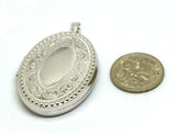 Genuine Sterling Silver 925 Engraved Border Oval Locket