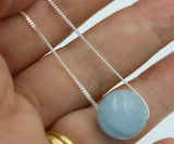 Sterling Silver Natural Aquamarine Bead on 45cm chain + 5cm Extender