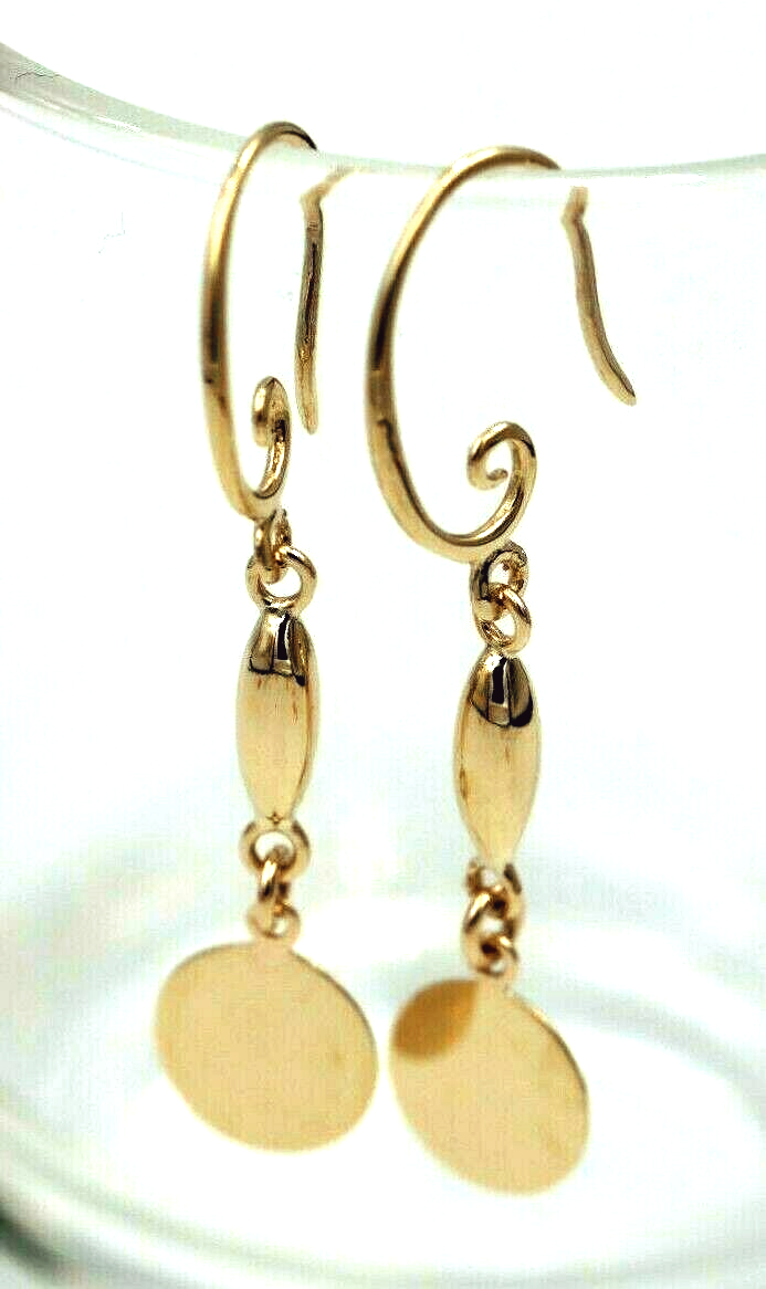 Genuine 9ct Yellow, Rose or White Gold Earrings Disc Drop Hook Earrings