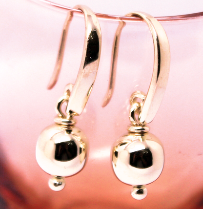 Kaedesigns New 9ct 9kt Yellow, Rose or White Gold 8mm Thick Hook Drop Ball Earrings