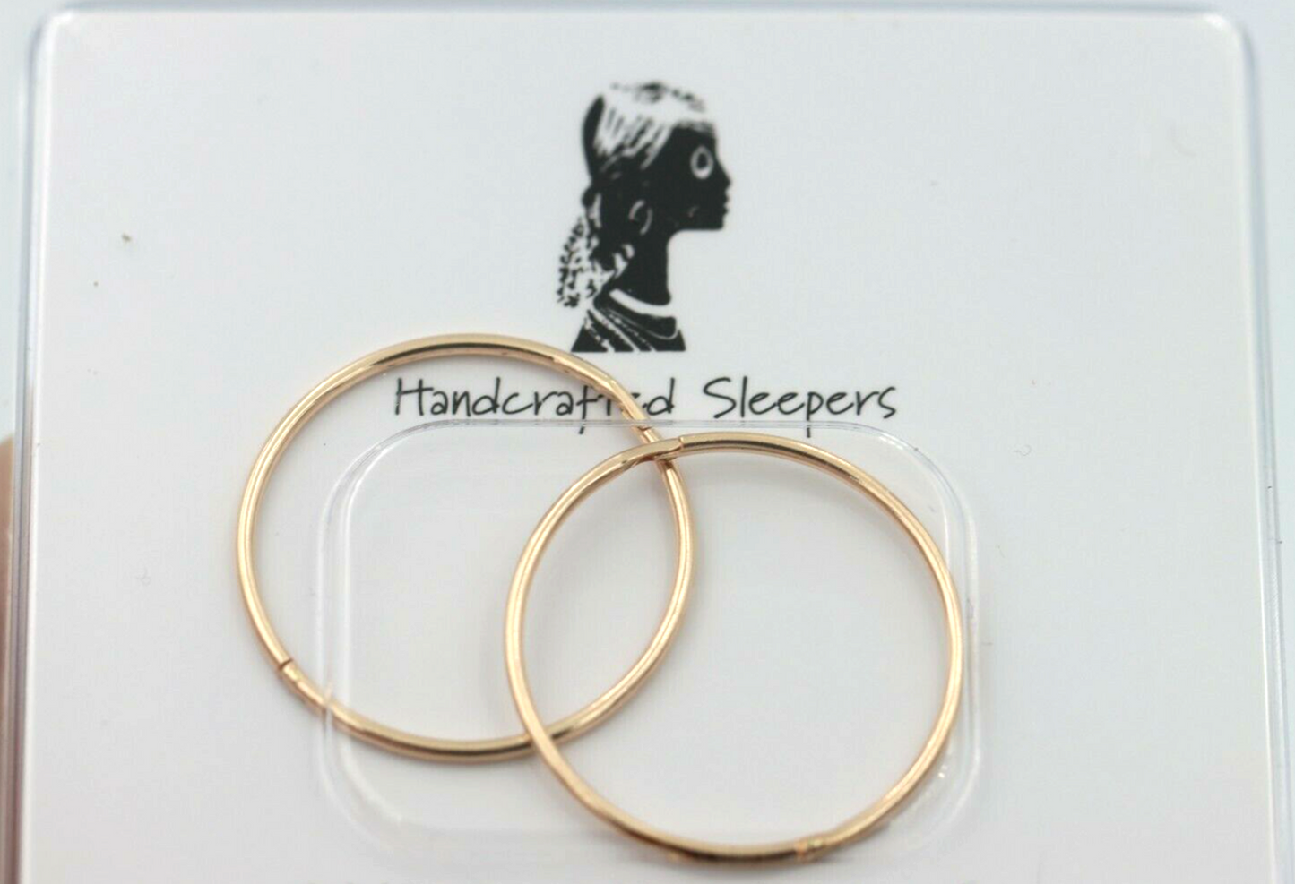 Genuine 9ct Yellow or Rose Gold Sleepers Hinged Earrings Plain 20mm inside diameter