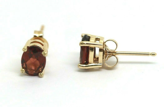 9ct 9k Yellow or White Gold Genuine Natural Oval Garnet Stud Earrings