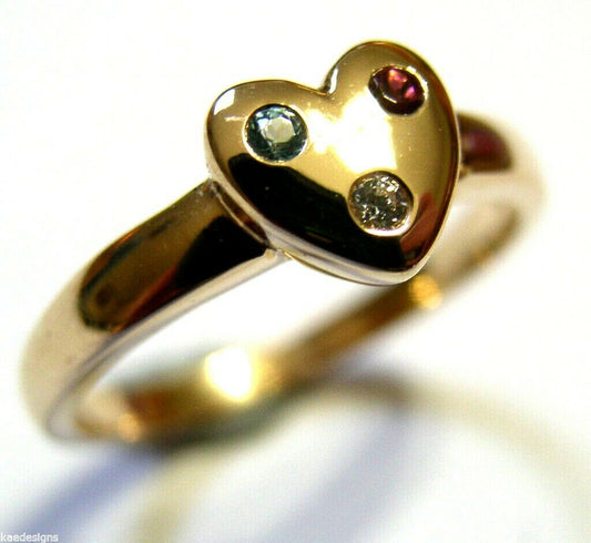 Kaedesigns New Genuine  9ct Yellow Gold Topaz, Tourmaline & Diamond Heart Ring