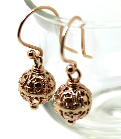 Kaedesigns New Genuine 9ct Yellow, Rose or White Gold 10mm Euro Ball Drop Filigree Earrings