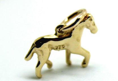 9ct Yellow or Rose or White Gold Small 3D Horse Pendant or Charm