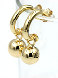 Genuine 9ct 9k Yellow, Rose or White Gold 10mm Ball Euro Ball Hook Stud Earrings
