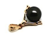 Genuine New 9ct Solid Yellow, Rose Or White Gold 10mm Black Ball Pearl Spinner Pendant