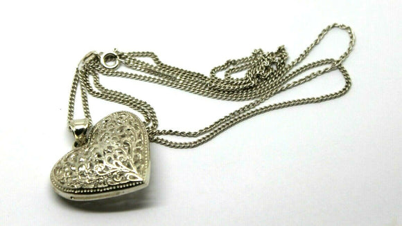 Sterling Silver Huge Filigree Heart Pendant + 70cm Chain