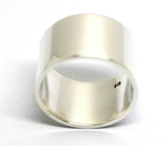 Genuine Heavy Solid Sterling Silver 925 12mm Wide Flat Band Ring