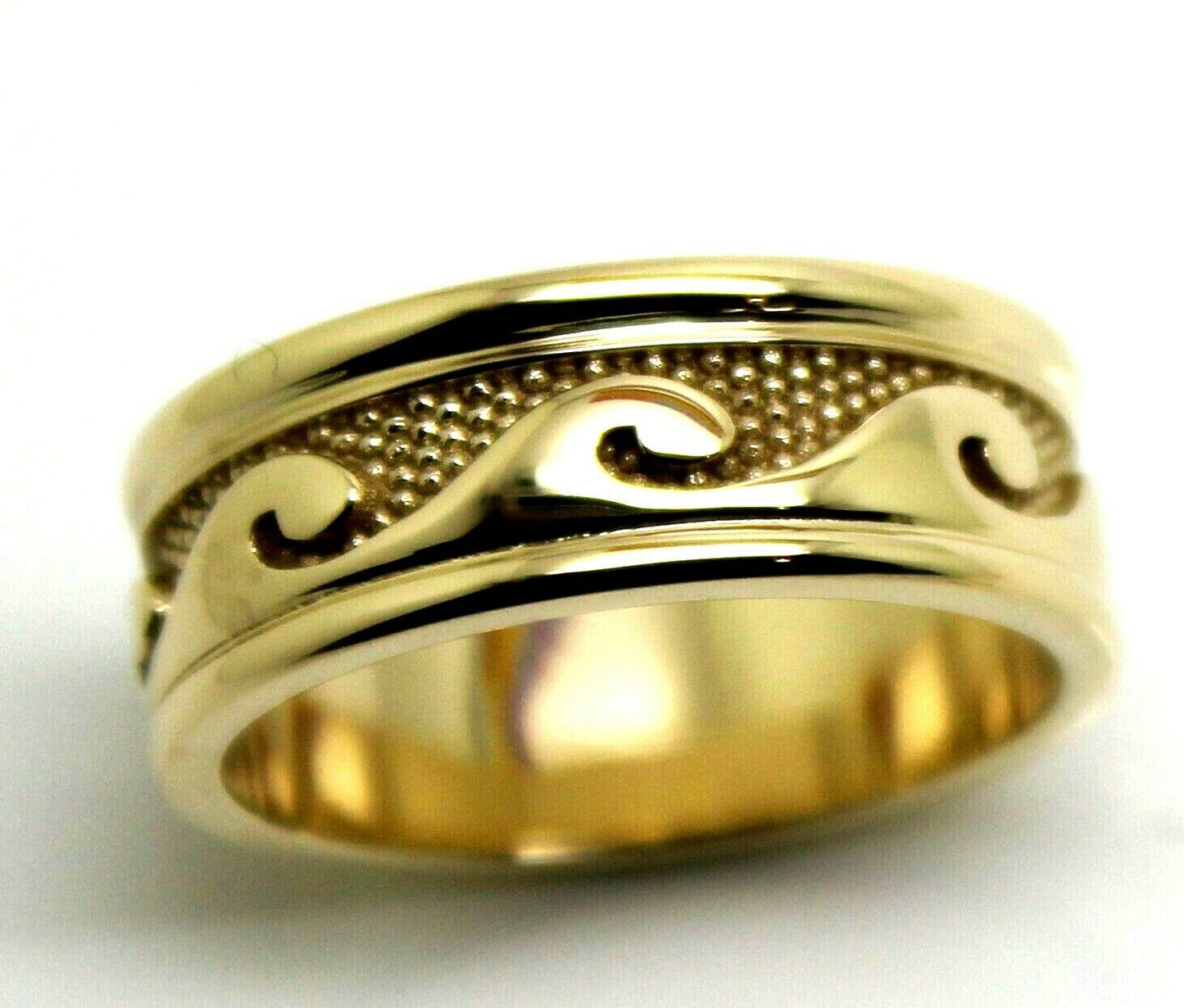 Kaedesigns New Size U Genuine Heavy 9ct 9k Yellow, Rose or White Gold Mens Surf Wave Ring