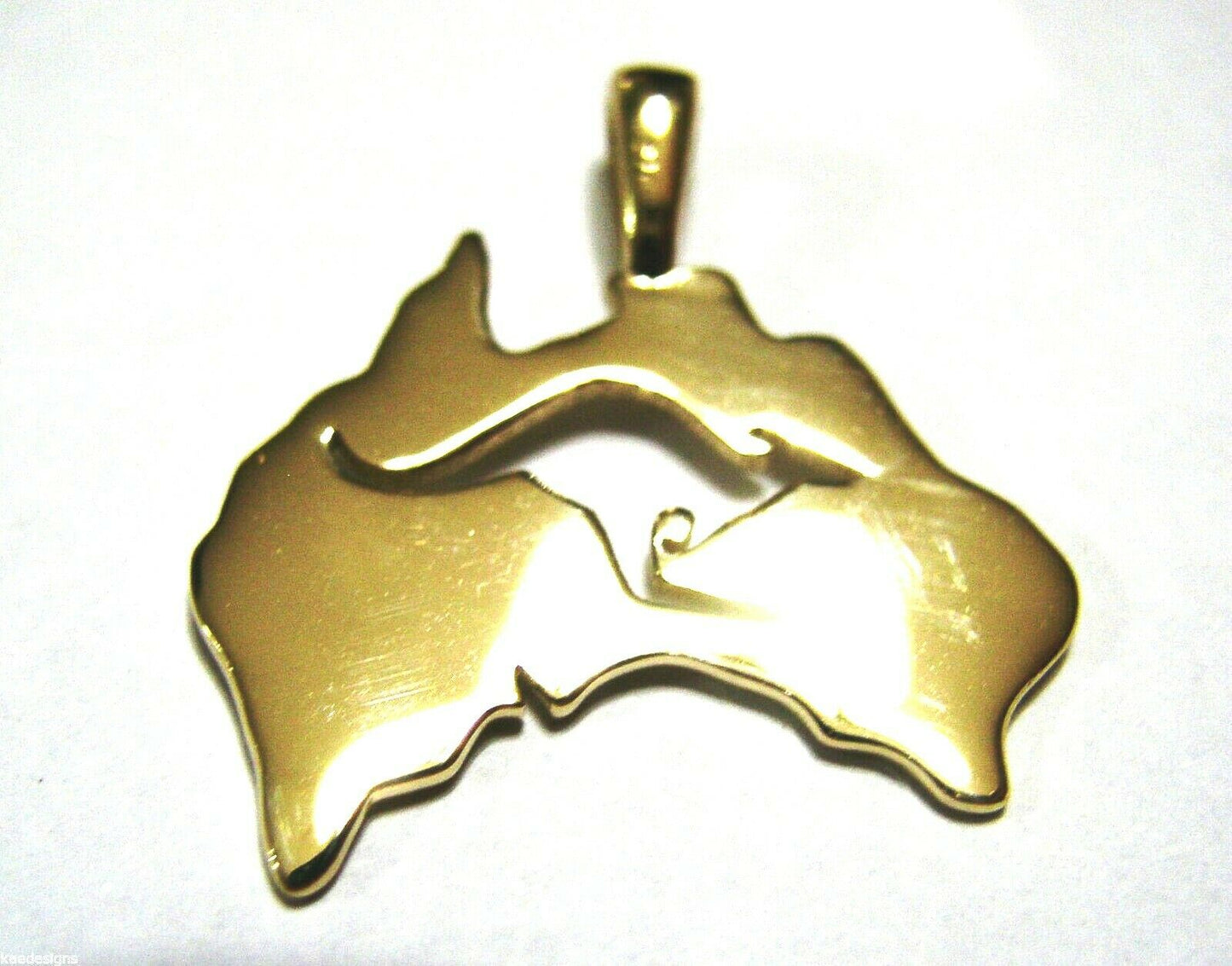 Genuine 9ct Yellow Gold Or White Gold Or Rose Gold 375 Australia & Kangaroo Pendant 422