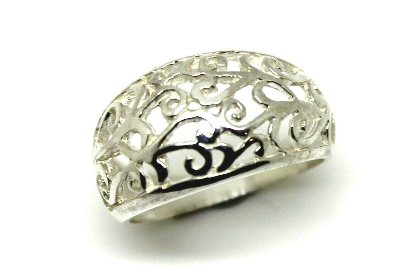 Size N Solid Sterling Silver Wide Filigree Ring