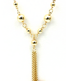 Kaedesigns 9ct 375 Solid Yellow, Rose or White Gold Ball chain 55cm Belcher Curb link Necklace with tassels Chain