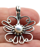 Genuine Sterling Silver Freshwater Pearl Flower Pendant *Free Express Post