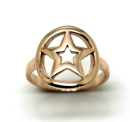 Size M 1/2 -Solid Genuine 9ct Rose Gold Star Circle Dress Ring