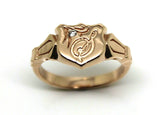 Genuine Solid 9ct 9kt Yellow, Rose or White Gold Shield Signet Ring Size R + Engraving + Diamond