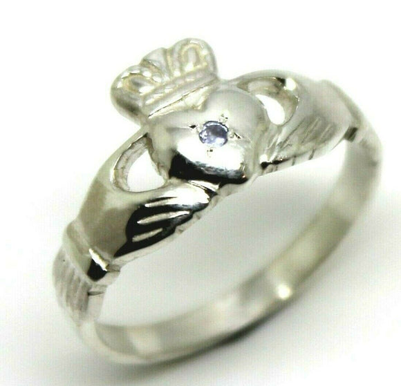Size M New Sterling Silver 925 Tanzanite Claddagh Ring *Free Post