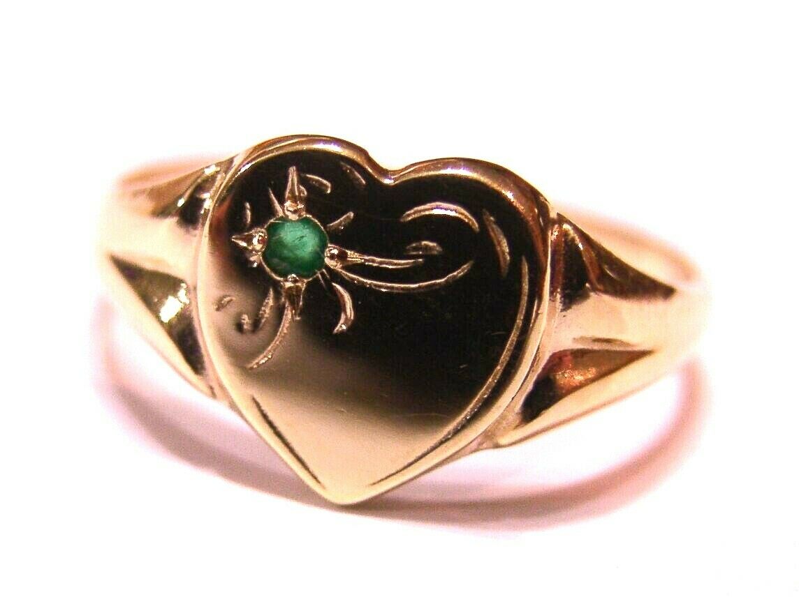 Size H, Kaedesigns, New Genuine 9ct 9K Yellow, Rose or White Gold Green Tsavorite Garnet Signet Ring 265