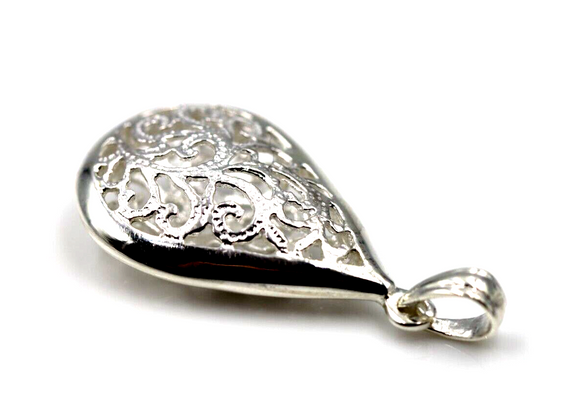 Genuine Sterling Silver 925 Medium Teardrop Filigree Pendant