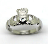 Genuine Sterling Silver 925 Aquamarine (Birthstone Of March) Claddagh Ring - Choose your size