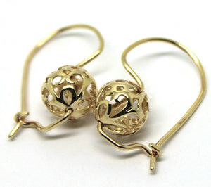 Genuine Solid 9ct Yellow, Rose or White Gold 10mm Euro Ball Drop Filigree Flower Earrings