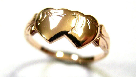 Size P Solid New 9ct 9kt Yellow, Rose or White Gold Double Heart Signet Ring