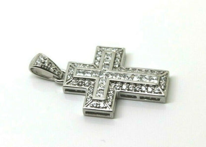 Cubic Zirconia 925  Sterling Silver Huge Cross Pendant *Free Express Post In Oz