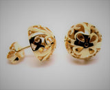 Genuine 9ct Yellow, Rose Or White Gold Half Ball 10mm Stud Flower Earrings