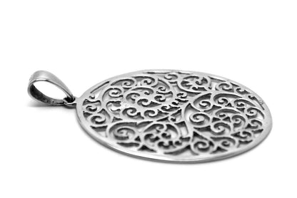 Genuine Heavy Solid Sterling Silver 925, Super Large Oval Filigree Pendant