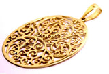 Genuine Heavy Solid 9ct 9kt Yellow, White or Rose Gold 375, Super Large Oval Filigree Pendant