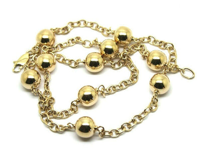 Kaedesigns 9ct 375 Solid Yellow, Rose or White Gold Ball chain 55cm Kerb Curb link Necklace Chain